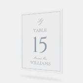 Modern Monogram Stoffig Blauw Trouwtafel Nummer Acryl Bord (Hoek)