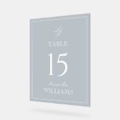 Modern Monogram Stoffig Blauw Trouwtafel Nummer Acryl Bord (Hoek)