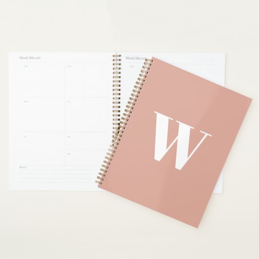 Modern monogram stoffige roze custom initiaal lett planner (Display)
