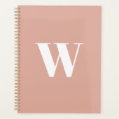 Modern monogram stoffige roze custom initiaal lett planner (Voorkant)