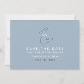 Modern Monogram Stusty Blue Wedding Save The Date (Voorkant)