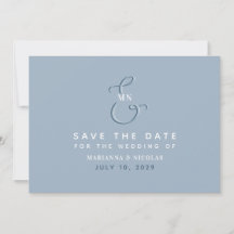 Modern Monogram Stusty Blue Wedding