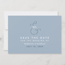 Modern Monogram Stusty Blue Wedding Save The Date