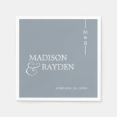 Modern Monogram Stusty Blue Wedding Servet (Voorkant)