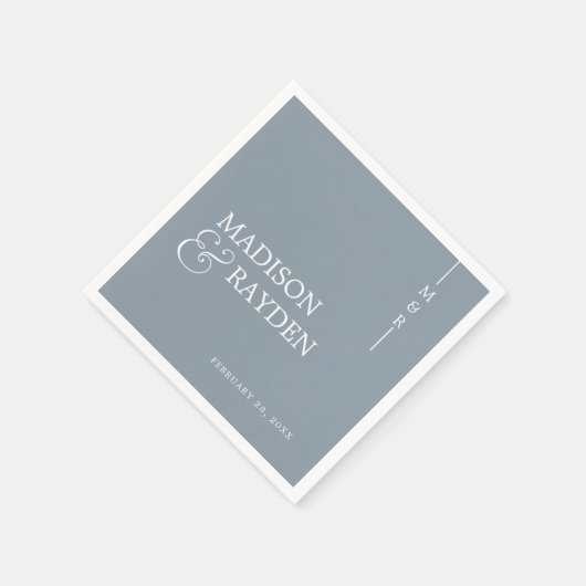Modern Monogram Stusty Blue Wedding Servet (Hoek)