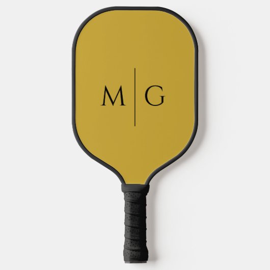 Modern Monogram Stylish Custom Metallic Gold Pickleball Paddle (Voorkant)