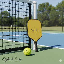 Modern Monogram Stylish Custom Metallic Gold Pickleball Paddle