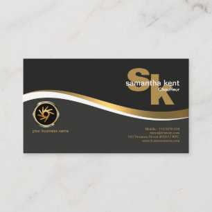 Modern Monogram Stylish Gold Wave Chauffeur Visitekaartje
