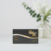 Modern Monogram Stylish Gold Wave Chauffeur Visitekaartje (Staand voorkant)