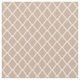 Modern Monogram Tan en White Quatrefoil Pattern Stof