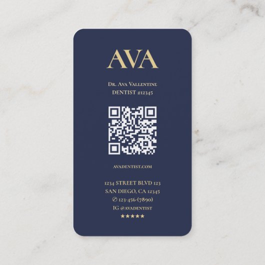 Modern Monogram Tandarts Tandheelkundige Orthodont Visitekaartje (Achterkant)
