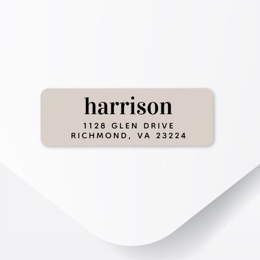 Modern monogram taupe retouradres etiket