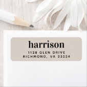 Modern monogram taupe retouradres etiket (Insitu)