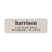 Modern monogram taupe retouradres etiket (Voorkant)
