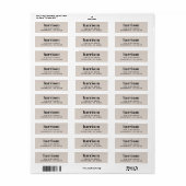 Modern monogram taupe retouradres etiket (Full Sheet)