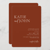 Modern Monogram Terracotta Boho Wedding Kaart (Voorkant / Achterkant)