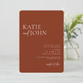 Modern Monogram Terracotta Boho Wedding Kaart (Staand voorkant)