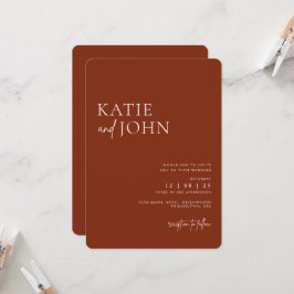 Modern Monogram Terracotta Boho Wedding Kaart