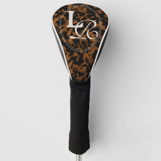 Modern Monogram Tortoise Shell Print Golfheadcover (Voorkant)