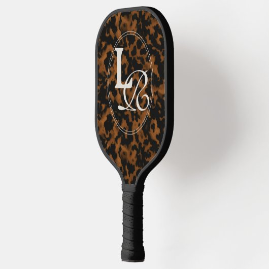Modern Monogram Tortoise Shell Print Pickleball Paddle (Links)