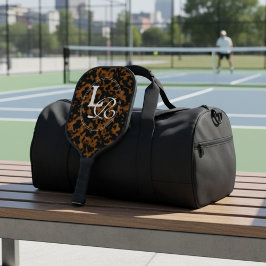Modern Monogram Tortoise Shell Print Pickleball Paddle