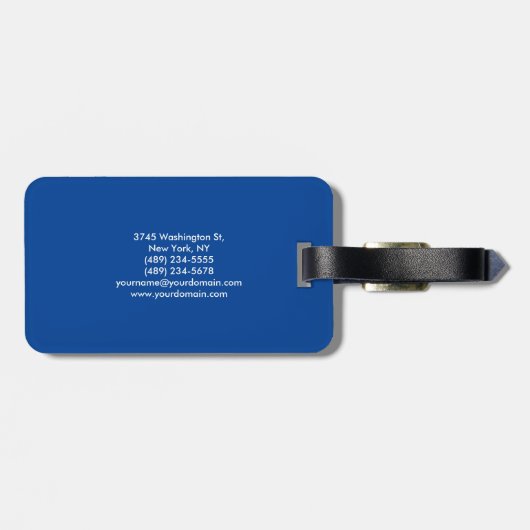 Modern Monogram Trendy Blue Black Bagagelabel (Achterkant horizontaal)