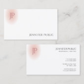 Modern Monogram Trendy Blush Pink White Elegant Visitekaartje (Voorkant / Achterkant)