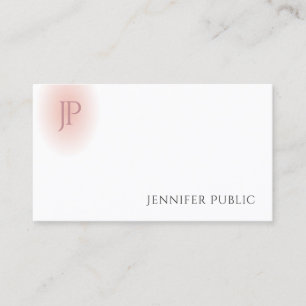Modern Monogram Trendy Blush Pink White Elegant Visitekaartje