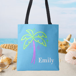 Modern Monogram Trendy Palm Tree Schattige Tote Bag