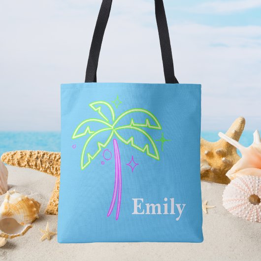 Modern Monogram Trendy Palm Tree Schattige Tote Bag