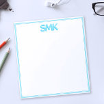 Modern Monogram Trendy Shadow Initialen Stijlvol n Notitieblok<br><div class="desc">Moderne persoonlijke monogram notitieblok met 3D trendy initiaal typografie. Dit is de stijlvolle heldere blauwgroen turkooisversie.</div>