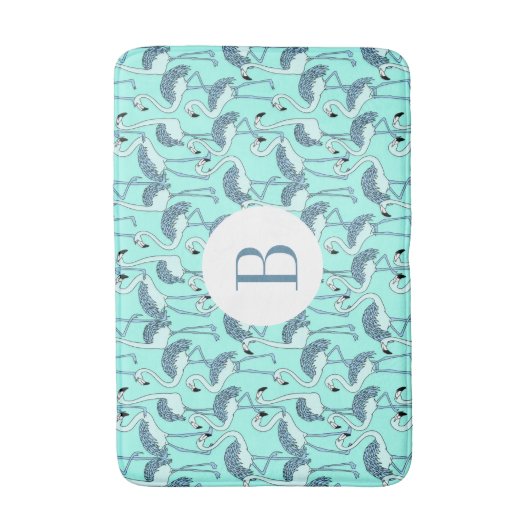 Modern Monogram Tropisch Flamingo patroon Badmat (Voorkant Verticaal)