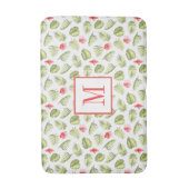 Modern Monogram Tropische Palmbladeren Patroon Badmat (Voorkant Verticaal)