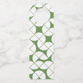 Modern Monogram Trouwfeest Groen Wit MCM patroon Flessenhanger (Achterkant)