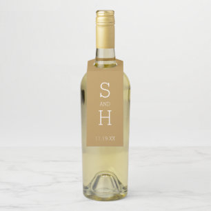 Modern Monogram Trouwgoud - kan Kleur Bewerken Flessenhanger