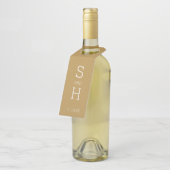 Modern Monogram Trouwgoud - kan Kleur Bewerken Flessenhanger (Schuin)