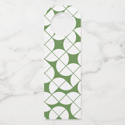 Modern Monogram Trouwgroen Wit MCM patroon Flessenhanger (Achterkant)