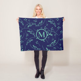Modern monogram turquoise blauwgroen berry patroon fleece deken
