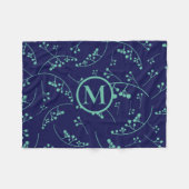 Modern monogram turquoise blauwgroen berry patroon fleece deken (Voorkant (Horizontaal))