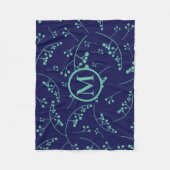 Modern monogram turquoise blauwgroen berry patroon fleece deken (Voorkant)