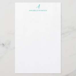 Modern monogram Turquoise Personal Stationery Briefpapier