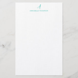 Modern monogram Turquoise Personal Stationery Briefpapier