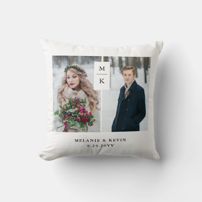 Modern Monogram | Twee fotorasters Kussen (Voorkant)