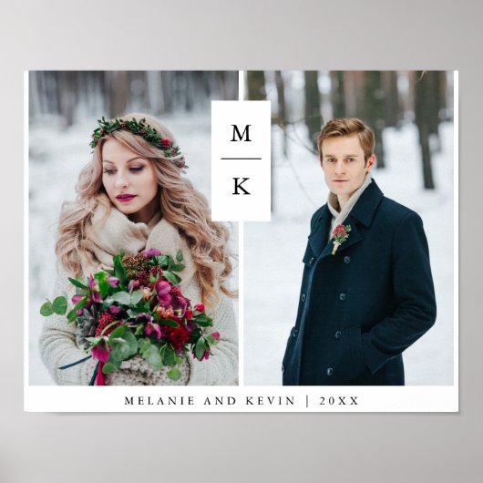 Modern Monogram | Twee fotorasters Poster (Voorkant)