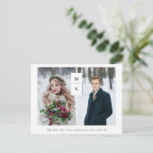 Modern Monogram | Twee foto's Trouw Dankjewel Briefkaart (Staand voorkant)