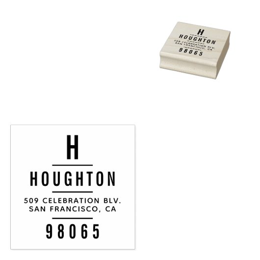 Modern Monogram Typografie Retouradres Rubberstempel (Gestempeld)