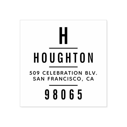 Modern Monogram Typografie Retouradres Rubberstempel (Afrduk)