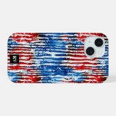Modern Monogram USA Sterren en Strepen iPhone 15 Case (Achterkant horizontaal)