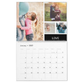 Modern monogram uw gezin 26 foto collage raster kalender (Jan 2027)