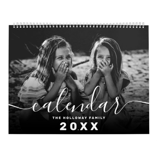 Modern monogram uw gezin 26 foto collage raster kalender (Hoes)